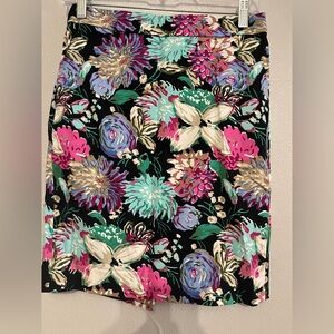 J.Crew Colorful Floral Print Stretch Pencil Career Skirt
